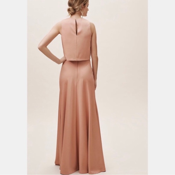 BHLDN x Jenny Yoo Soleil Skirt in Apricot w Center Slit sz 12 - Picture 4 of 7